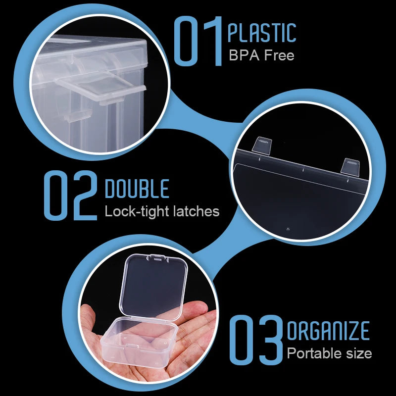 Perle Organizer Box 30Stk Klein Klar Plastik Perle Lagerung Container mit Scharnier Deckel für Lagerung von Kleinen Gegenständen Handwerk Schmuck