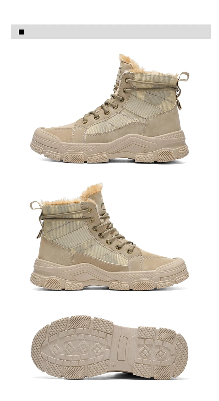 Ghete de iarnă călduroase cu căptușeală din velur Choice B2-M2299 - Mărimea EU 39-44, Toc 1-3 cm, Antiderapante