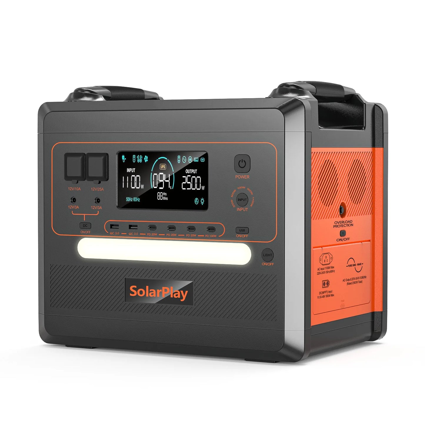 Powerstation 2025: SOLARPLAY 2500W Electric Power Station Q2402M - Energy Storage 2304WH Home Lifepo4 Battery UPS Mode Camping Accessories Outdoor Collection