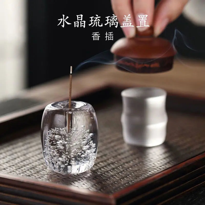 Glass Lid Teapot Lid Holder Kung Fu Tea Set Accessories Crystal Glass Decoration Japanese Zen Tea Ceremony Incense Stick