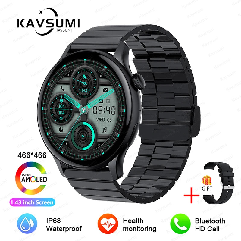 NFC Smartwatch AMOLED HD GPS - 220–300 mAh, 1,43 Zoll Display, 5 Tage Akku