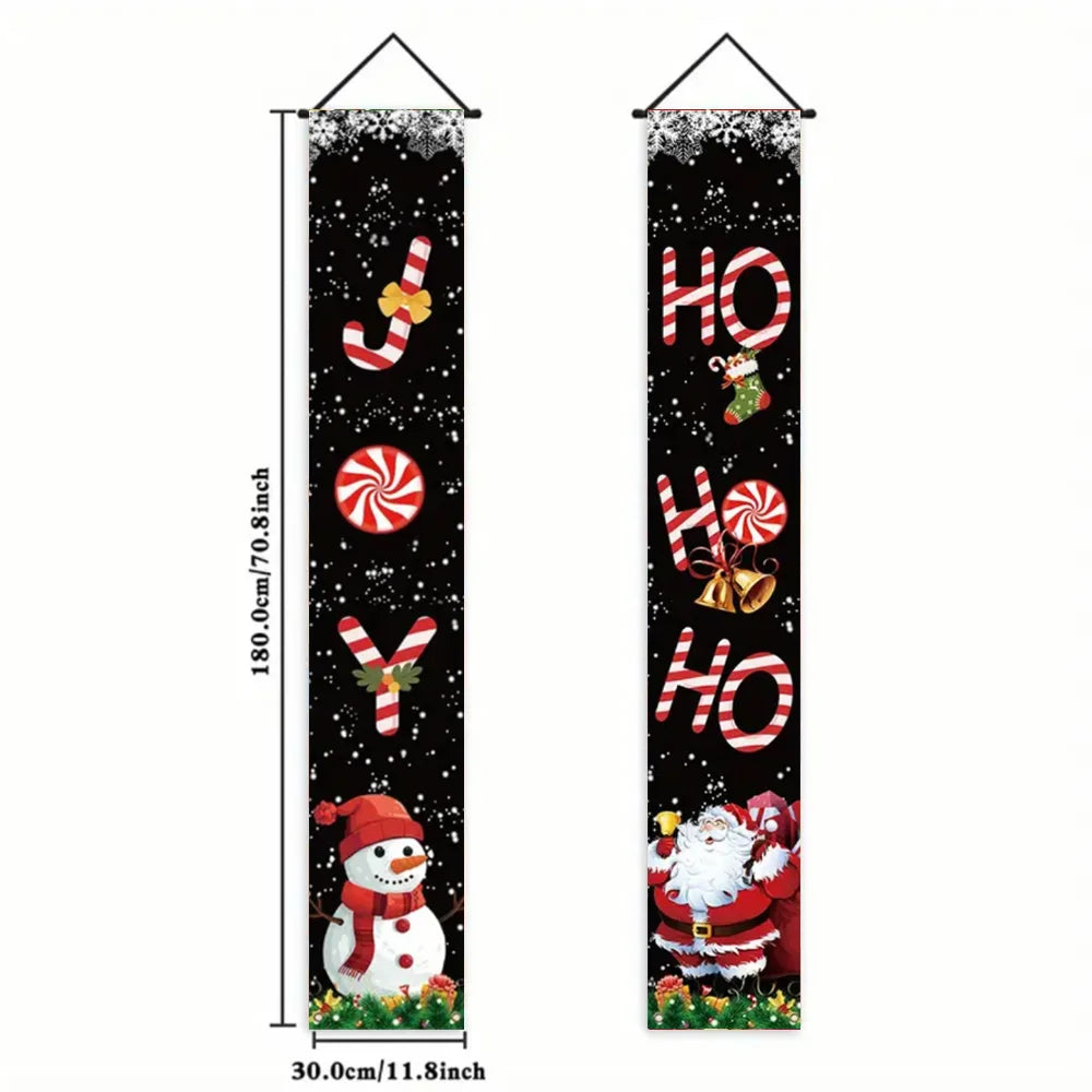 2pc 1set Christmas Hanging Door Banner Santa Claus Snowman Merry Christmas Decoration Elk Navidad Natal Happy New Year 2026 Gift