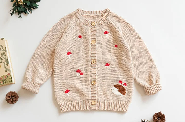 Deer jonmi Gestrickter Pilz-Pullover - Baumwolle Vollärmel