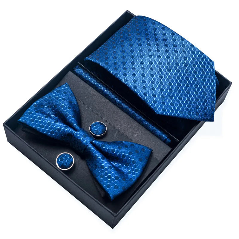 Men's Tie Pin cuff square bow Tie with pocket square cufflinks Set Paisley Men's Business Wedding Suit Accessories 6-piece set