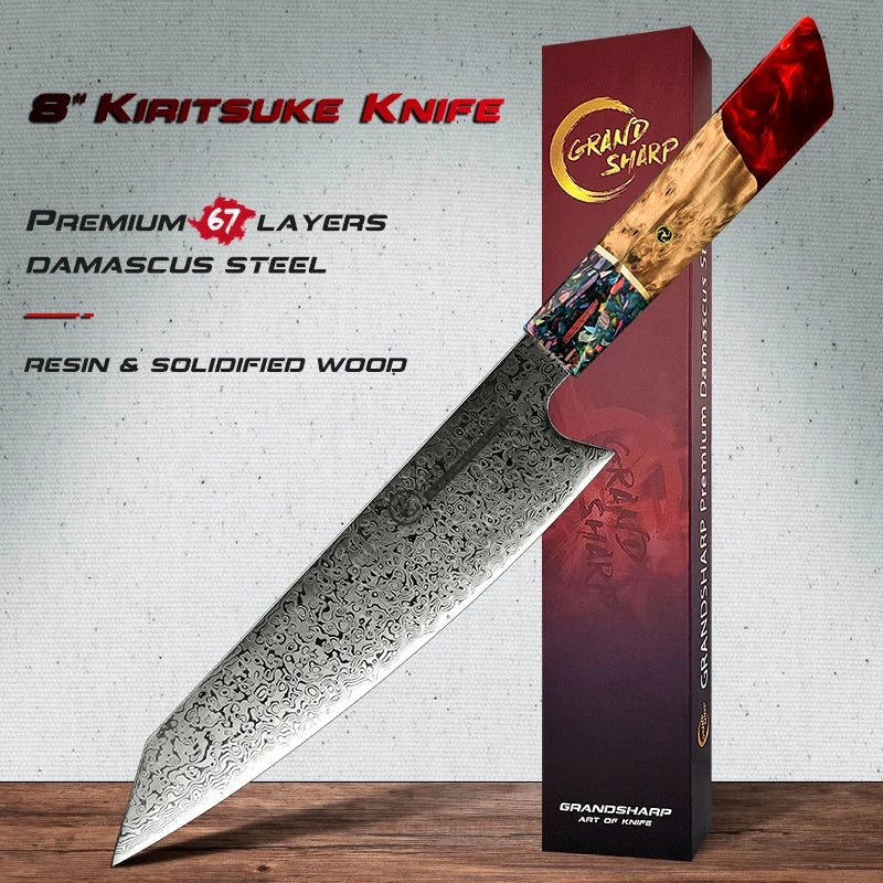 Grandsharp 1-5 Pcs Kitchen Knife Sets 67 Layers Japanese Damascus Knife AUS-10 Steel Chef Utility Knives Sashimi Slicing Cutlery