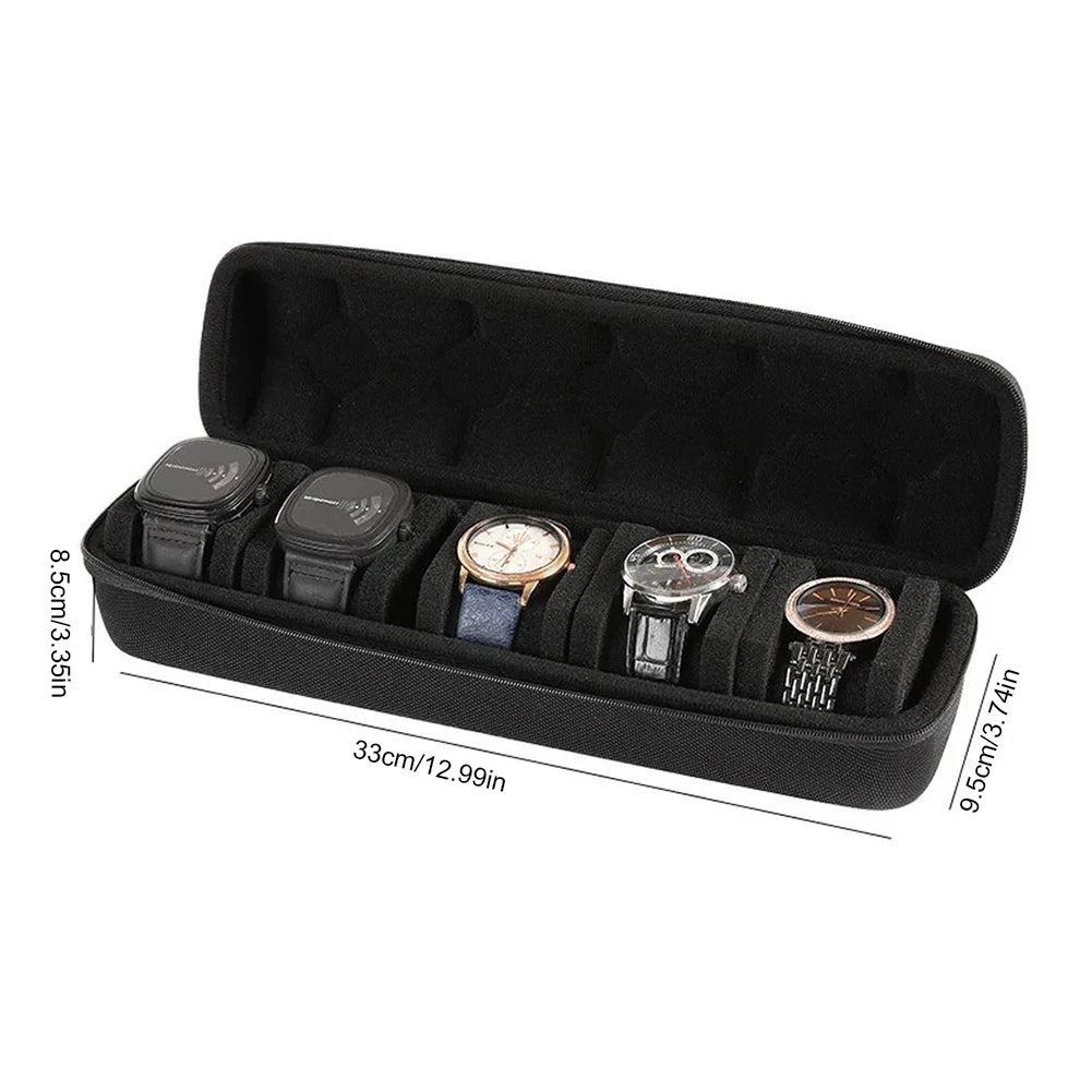 TimeSafe Rollkoffer Uhrenbox - 5 Slots Bis 61mm Schaumstoff
