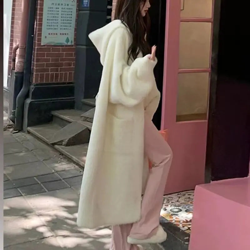 Pateekate Strickmantel Kapuze - Knielang, Polyester