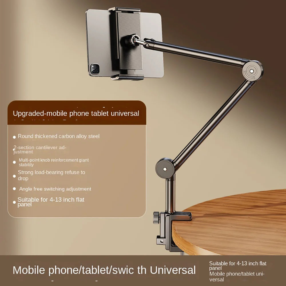 Tablet-Halter 2025 - Universal Schwenkarm Aluminium 4-13 Zoll - Flexibler Geräteständer Smartphone iPad Halterung
