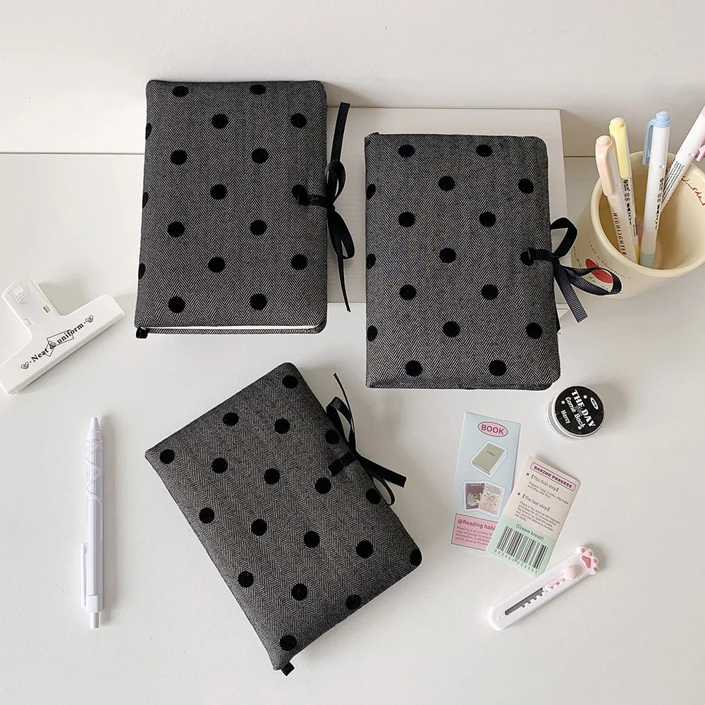 Ins Style Soft Cover Notebook Black Polka Dot Soft Foam Notebook Minimalist Handbook Journal Book Lanyard Notebook