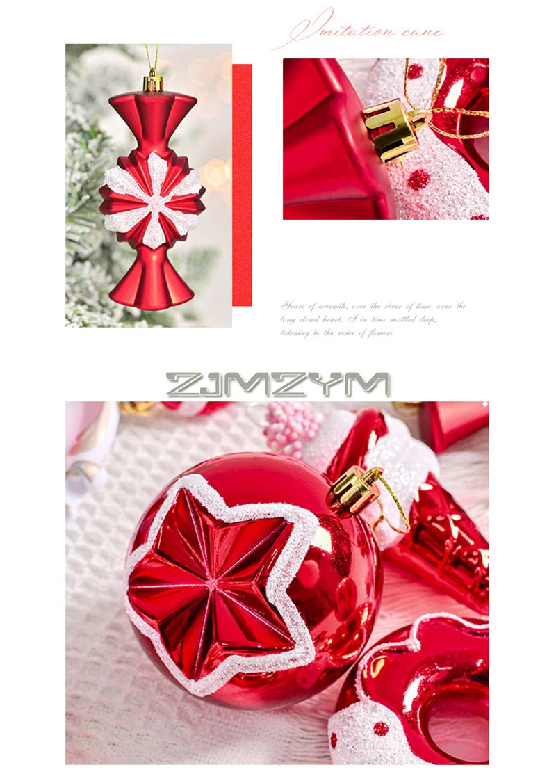 LA9682 Weihnachtsbaumschmuck - Bruchfest, 78 Stück, Rot Weiß