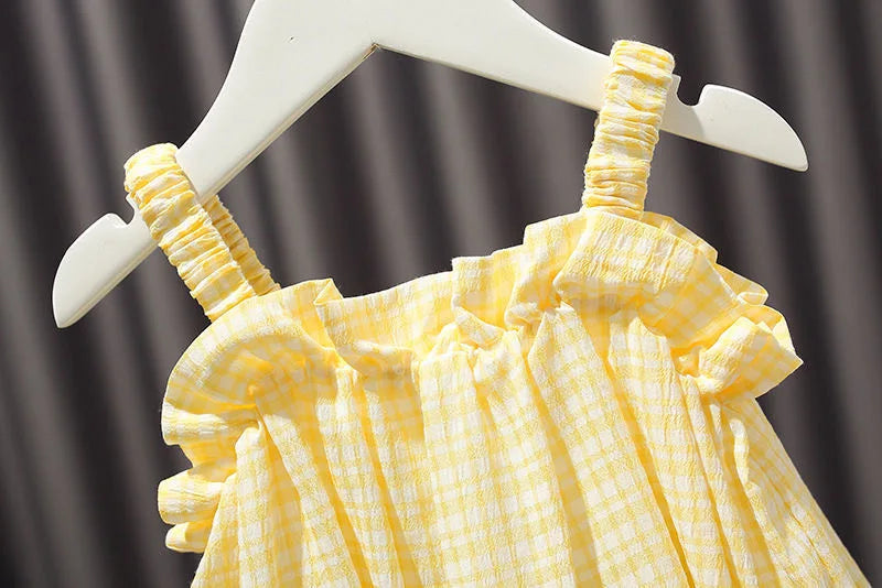 Girls Outfit Set 2022 Summer Clothing Sets Hollow Lace Suit Baby Casual Sleeveless T-shirt+Shorts Kids Clothes Sets Baby Clothes