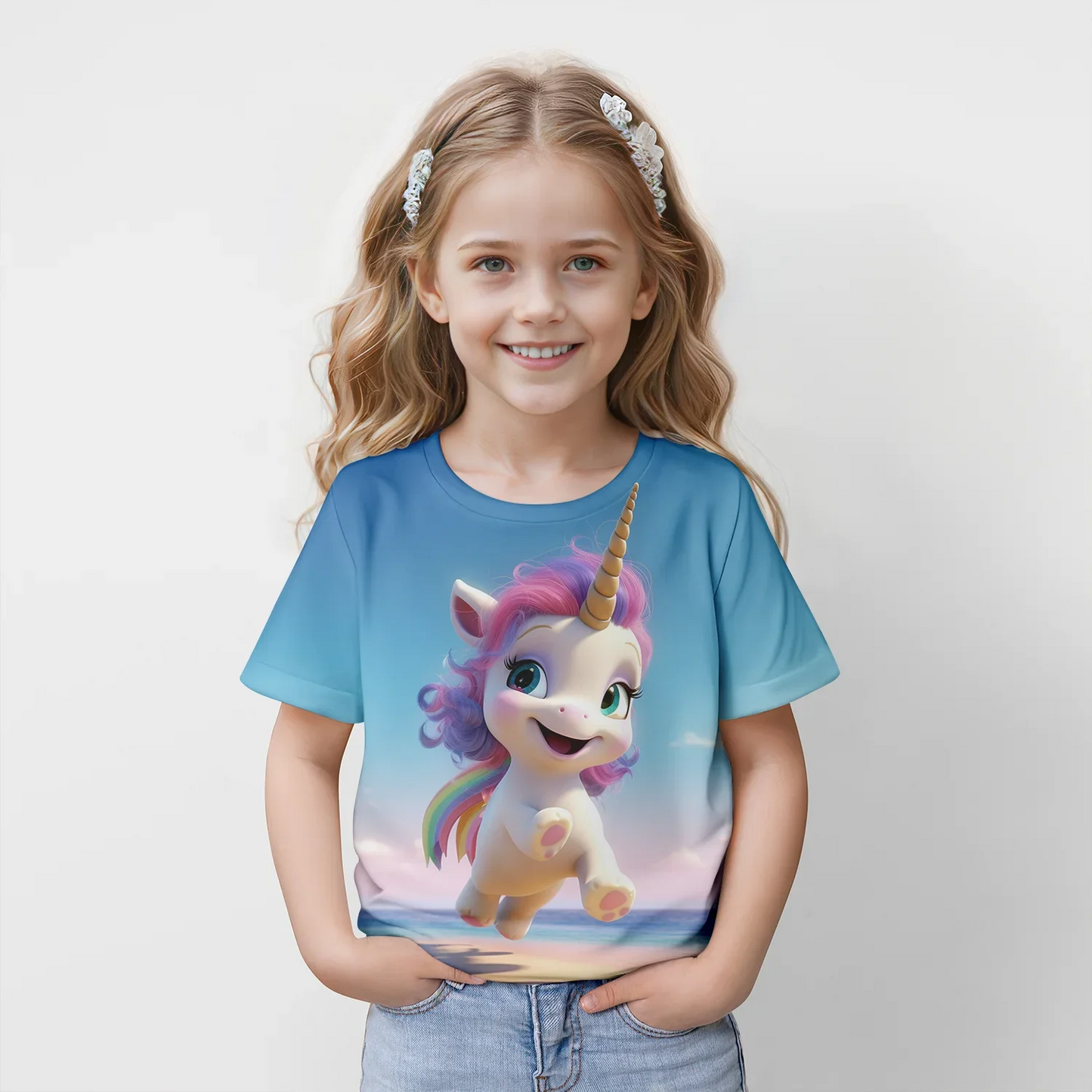 Kinder-T-Shirt 2025: 3D-Einhorn-Grafik - Innovative Drucktechnologie