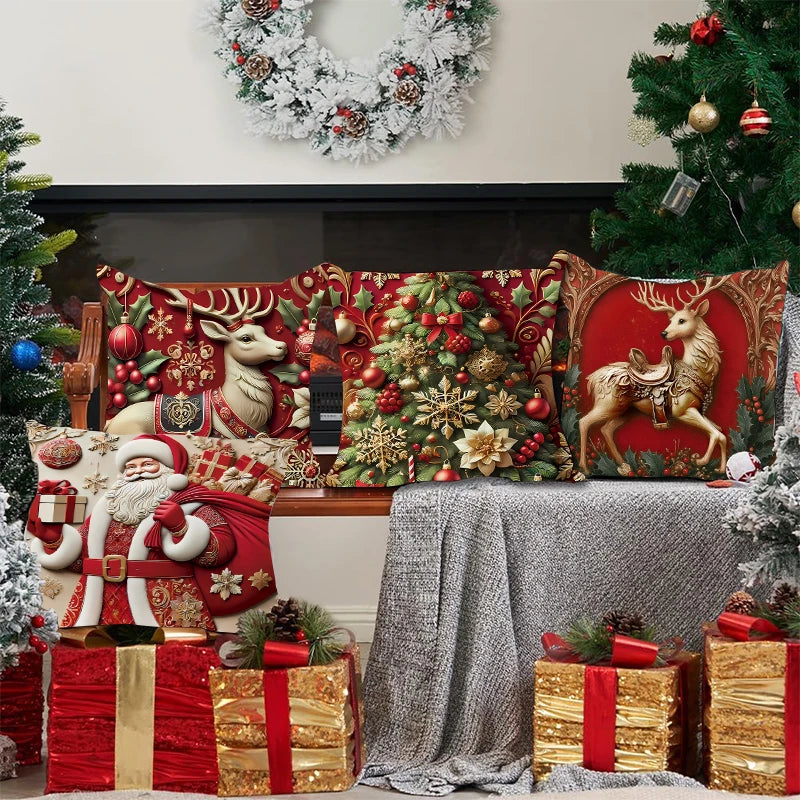 1pcs Christmas Pillow Cover Xmas Party Decoration 2025 Xmas Holiday Santa Claus Pillow Cover Navidad Natal New Year Gift 2026﻿﻿﻿