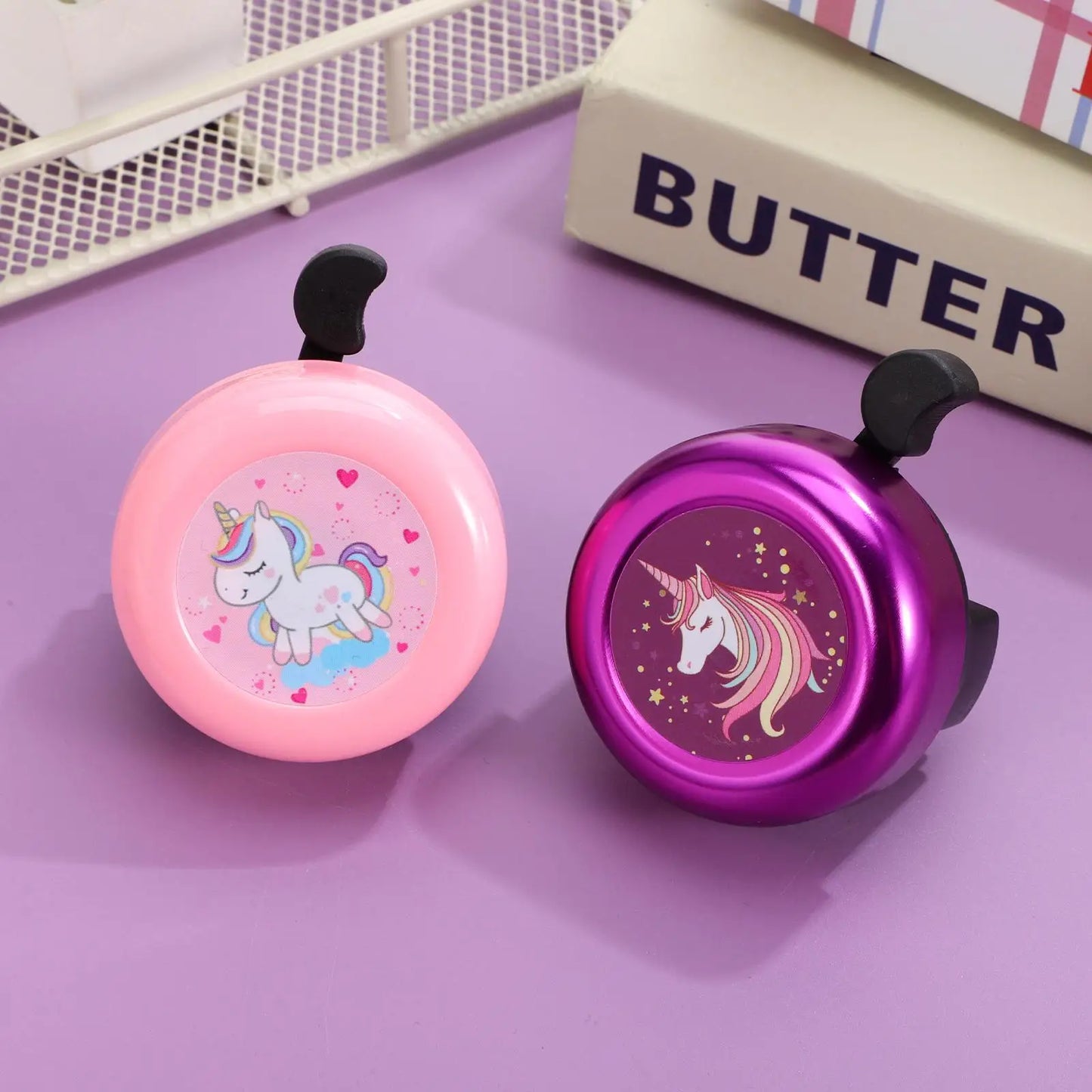 Fahrradklingel 2025: 2pcs Bike Bell Children's Car Bell Cartoon Unicorn - Pink Horse Kids Toddler Bicycle Accessories Safe Loud Durable Collection