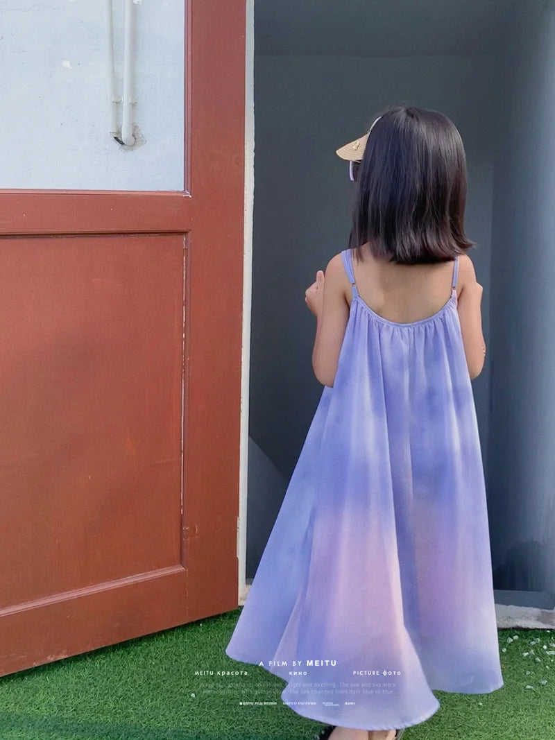 Fashion New Family Matching Outfits Dresses Mother Daughter Clothes Staining Suspender Dress Mom Kids Parent-child Dress Outfits