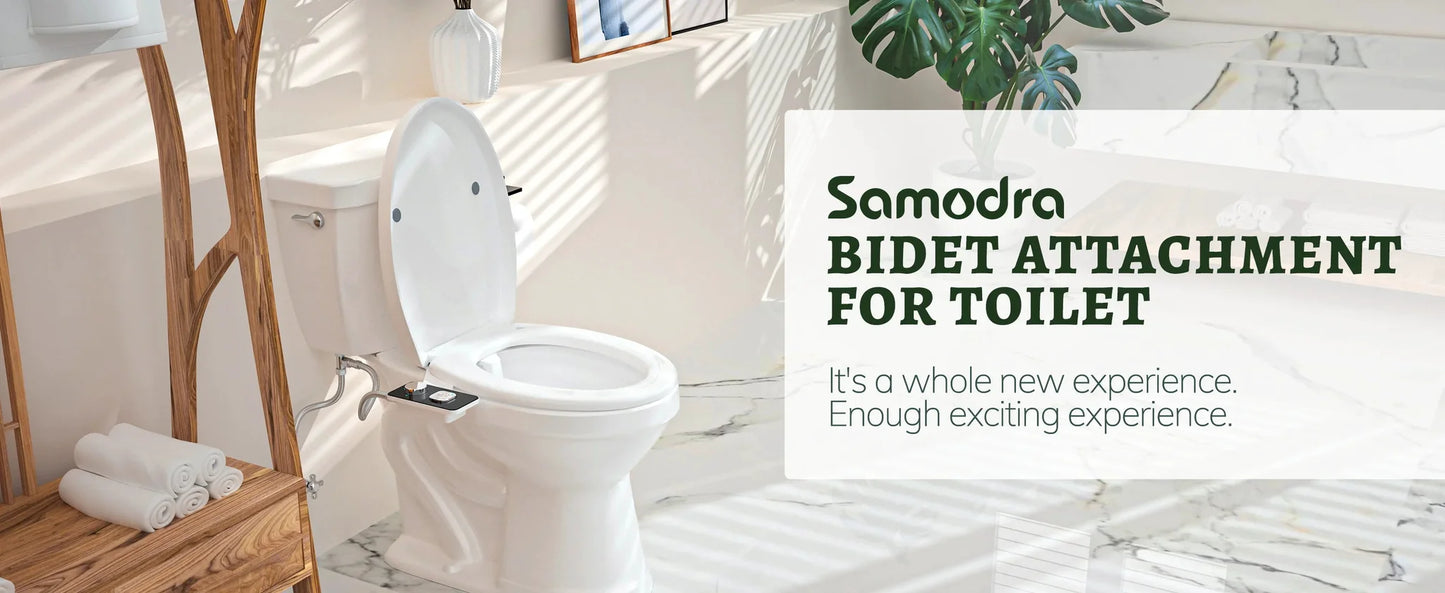 SAMODRA Bidetaufsatz Ultradünn - Kaltwasser, 2 Düsen, Nicht Elektrisch