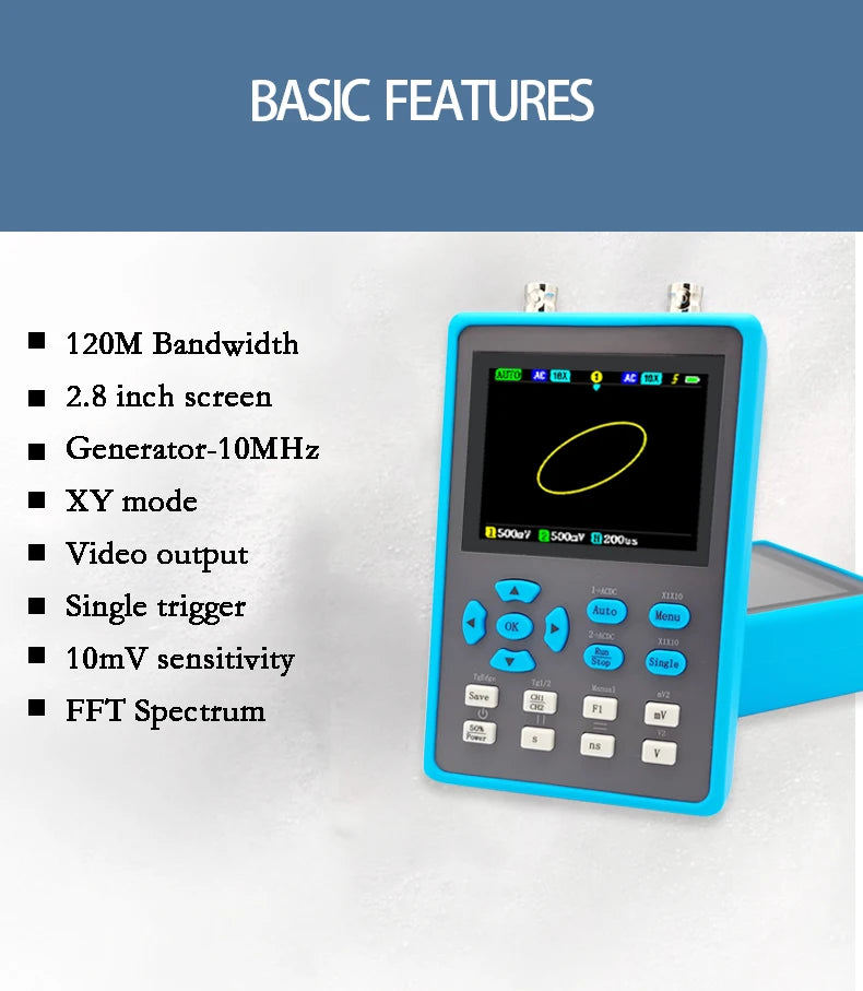 ZEEWEII DSO2512G 2,8 Zoll Handheld Digital Oszilloskop 120M Bandbreite Dual Kanal Signal Generator XYmode
