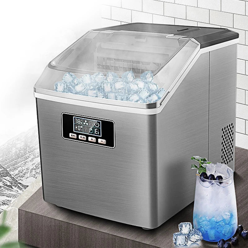 25kg/24h Automatic Electric Quick Ice Maker Commercial Household Milk Tea Shop Bar Desktop Portable Ice Cube Making