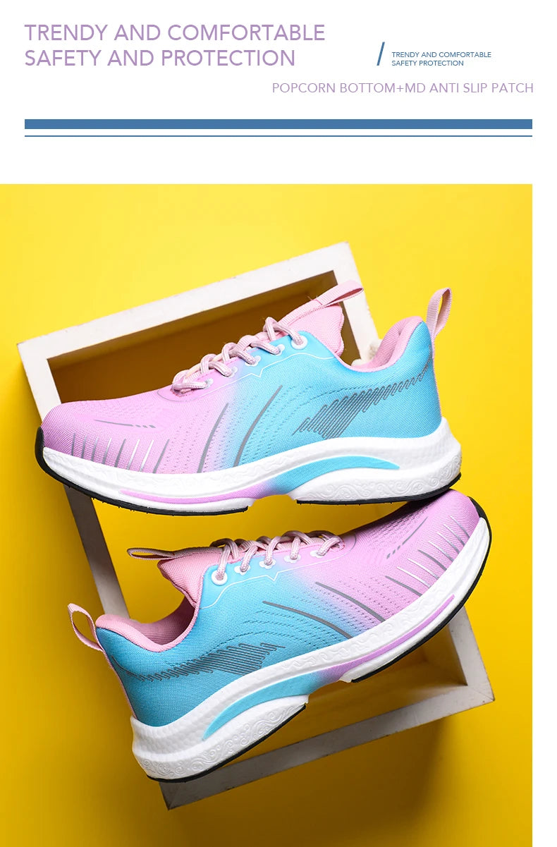Safety Shoes for Women Steel Toe Sneakers Anti-Punctur Lightweight Boots Female Pink Breathable Hiking Boots Comfortable Shoes