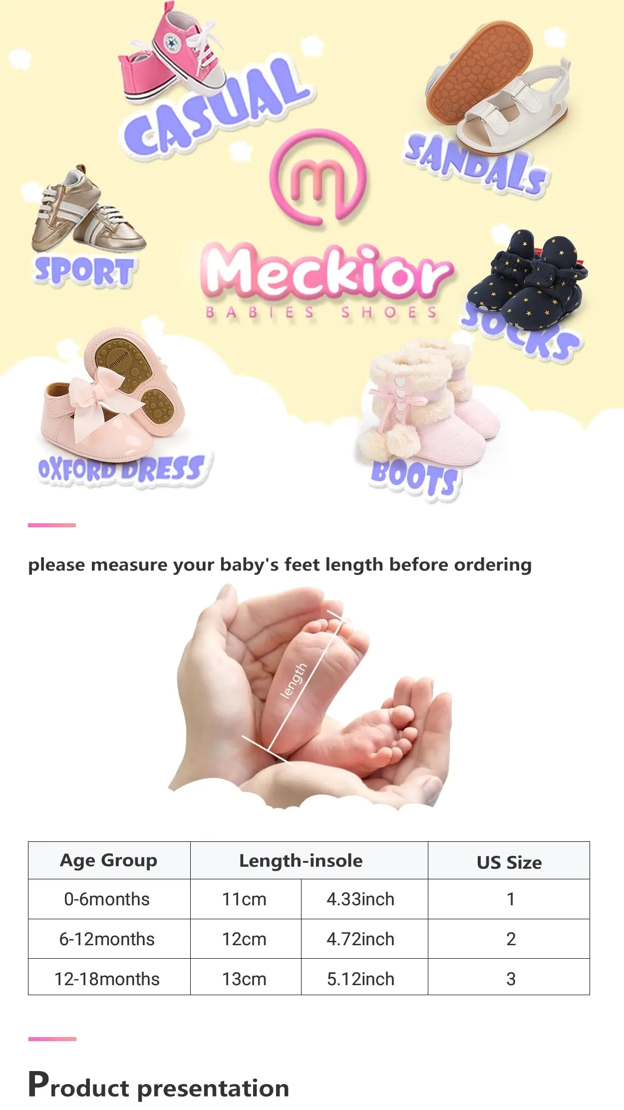 Meckior Baby Lauflernschuhe Weiche Sohle - Gummisohle 0-36M