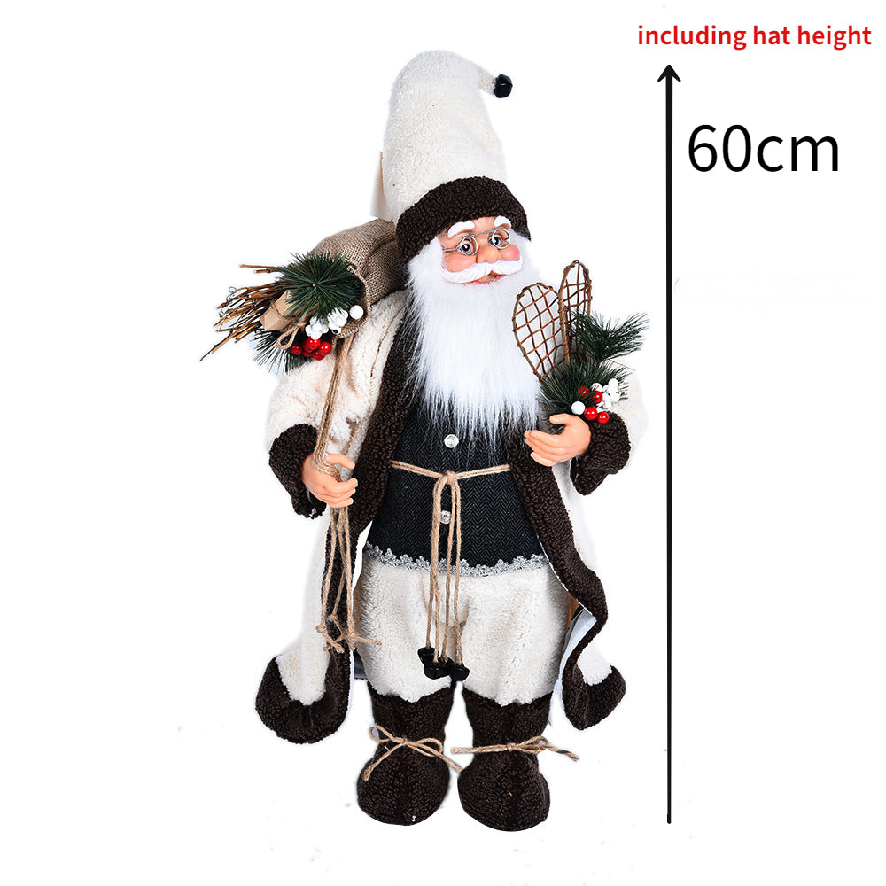 60cm Large Santa Claus Merry Christmas Decorations for Home Happy New Year 2023 Fabric Knitting Clothes Doll Window Decor
