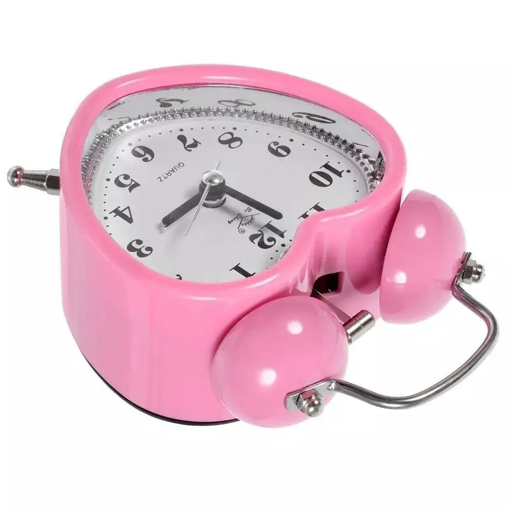 New Heart Shape Alarm Clock Night Light Creative Snooze Wake Up Clocks Metal Girls No Ticking Time Clocks
