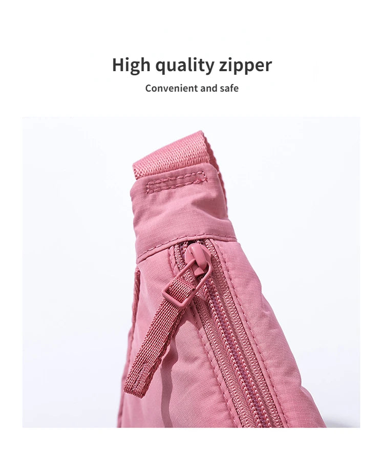 Solid Color Women's Portable Shoulder Bag Simple Female Nylon Cloth Padded Crossbody Bags Travel Purse Handbags Messenger Bag