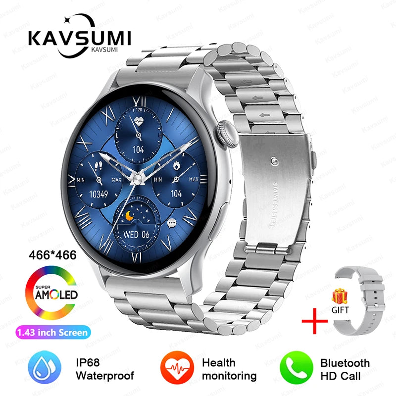 NFC Smartwatch AMOLED HD GPS - 220–300 mAh, 1,43 Zoll Display, 5 Tage Akku
