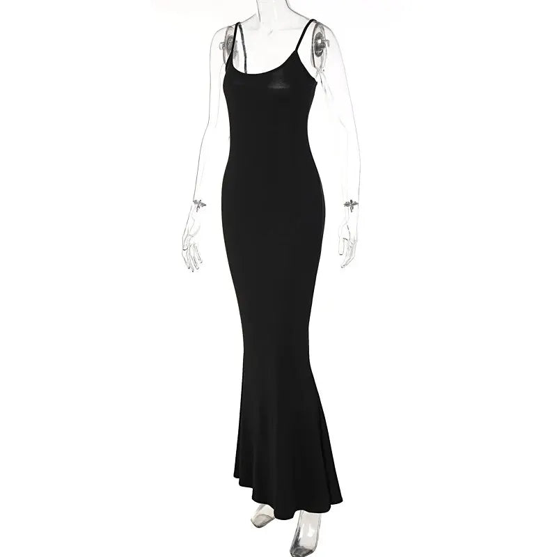 Dulzura Women 2025 Summer Party Club Evening Streetwear Bodycon Beach Basic Black Long Dress Wholesale Items For Business D22775