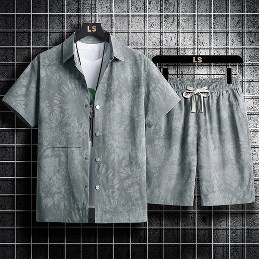 Jungen-Sommer-Set 2025: Hawaiian-Style Hemd & Shorts - Tropical Vacation Collection