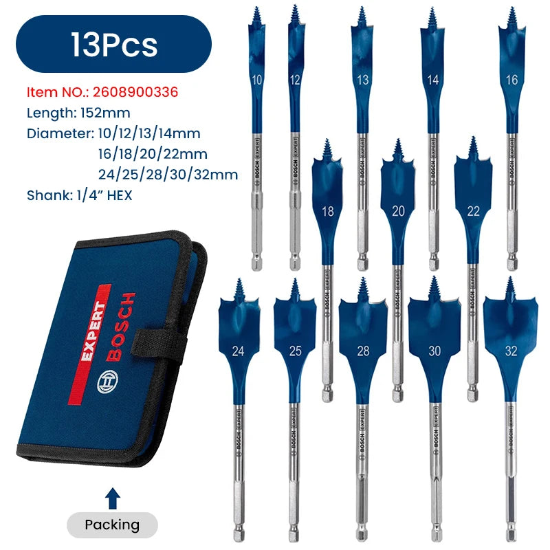 Bosch Expert Series Drill Bits 152mm Long Expert Selfcut Speed Flat Milling Drill Bit Set for Woodworking Drilling Power Tools