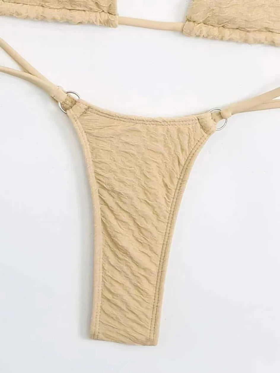 Elegant Micro Bikini Frauen Schwimmanzug Wire-Free Support Low Waist Mini Tanga Brazilian Bikinis Sets