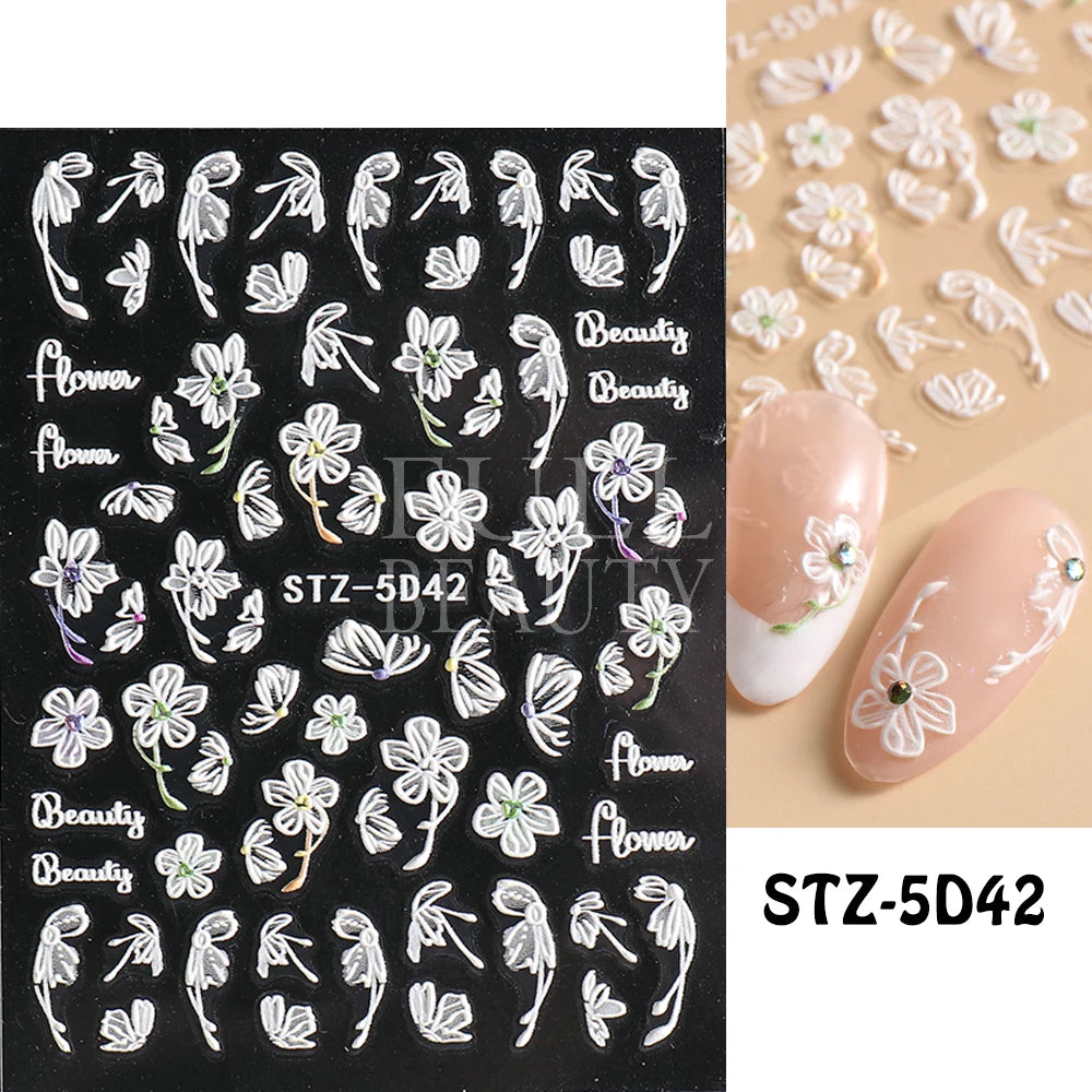 GL5D-K256 5D Sonnenblumen Nagelsticker - Herbstdesign Prägung