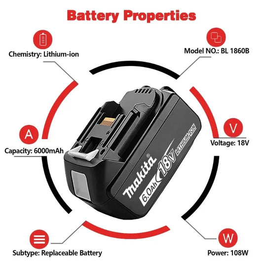 Makita 18V 5.0Ah Rechargeable Battery Suitable for Makita BL1840 BL1830 BL1830B BL1850 BL1850B Original Power Tool Battery