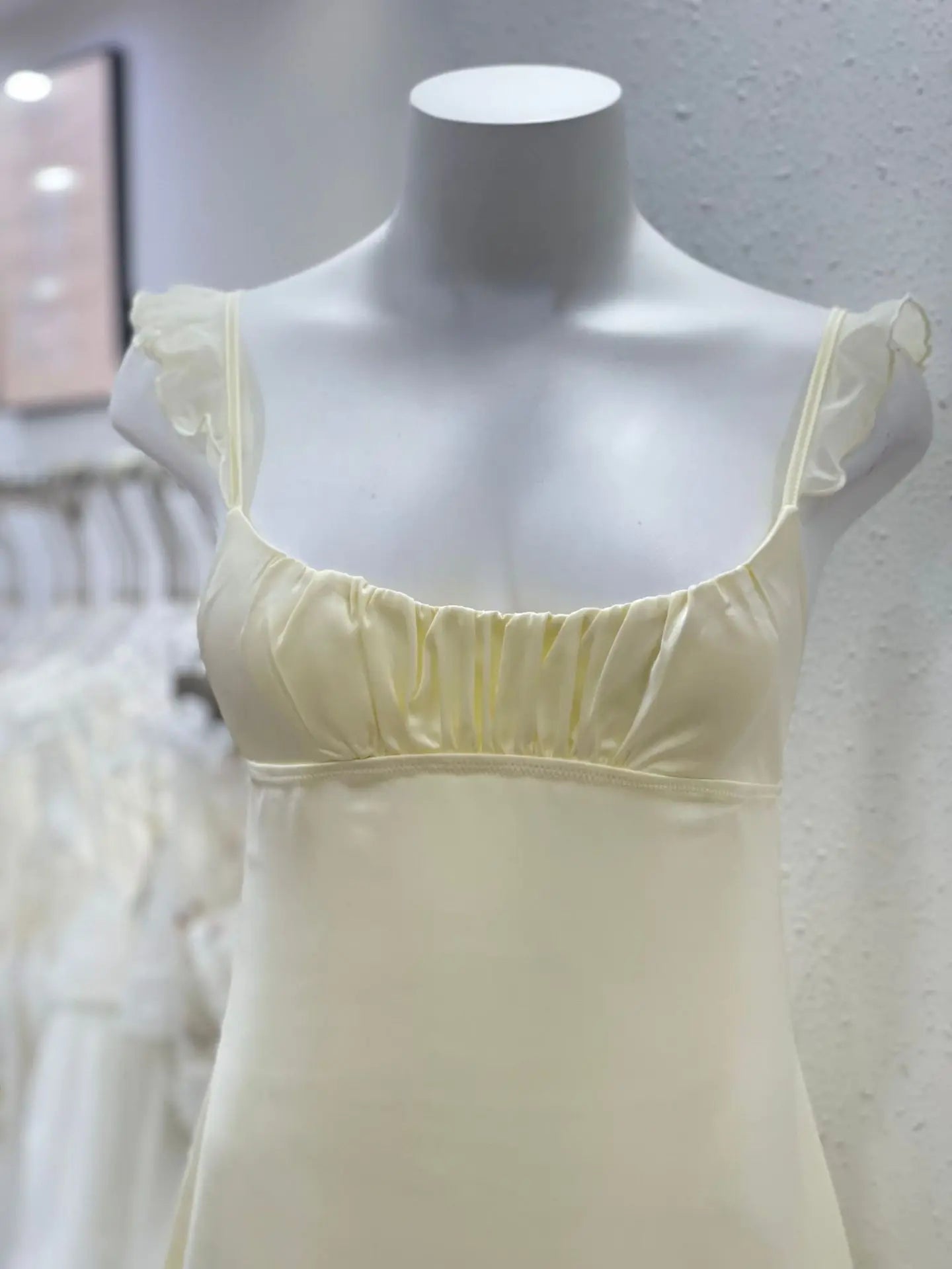 Elegante Schlafdress Elegant Dessous Weiche Eis-Seide Nachthemd Rüschen Swing-Kragen-Nachthemden Babydoll für Frauen