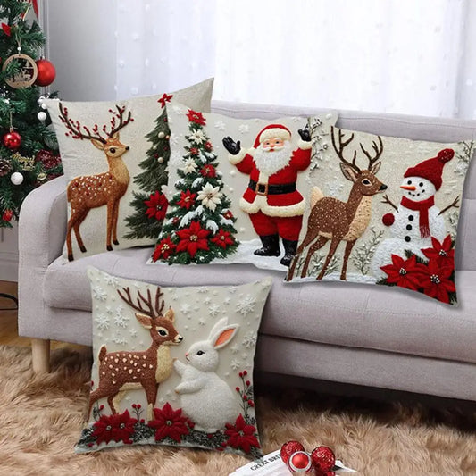 Christmas Pillowcase Red Snowman Pillowslip Home Textile Xmas Pillow Cases Elk Rabbit Decorative Throw Pillow Cover Home Decor