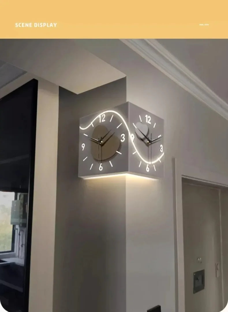 LED-Wanduhr 2025: Double-sided Creative Living Room Modern Art LED Light Corner Clocks Hanging Collection