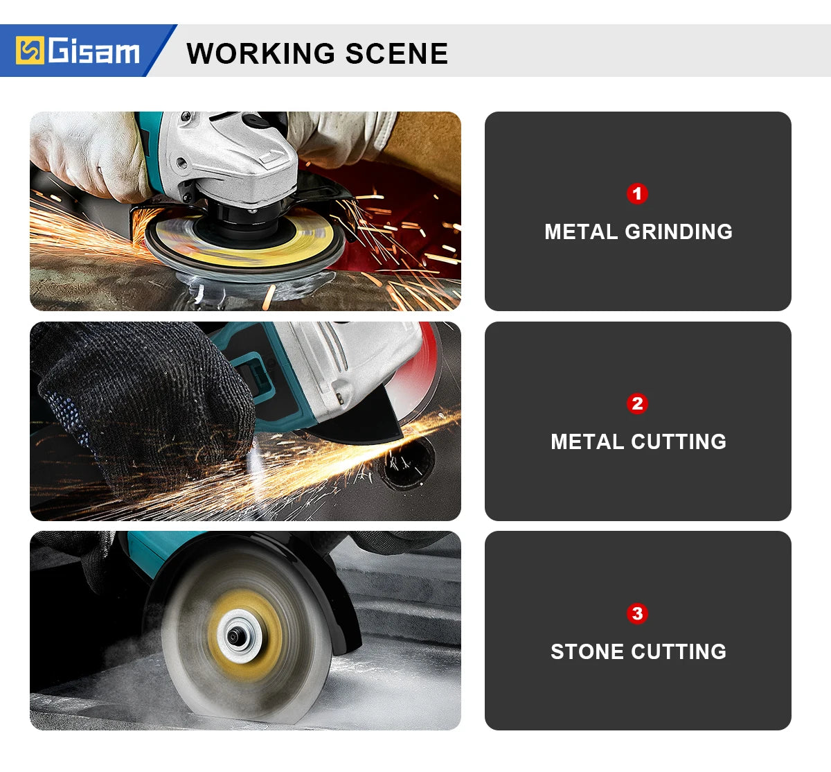 Winkelschleifer 2025: Gisam 125mm 4-Gang Brushless - Cordless Grinding Polishing Makita 18V Power Tools Collection