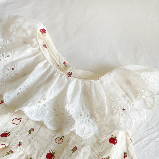 Mädchen-Blumen-Set 2025: Spitzenkragen & Palazzo-Hose - Garden Princess Collection