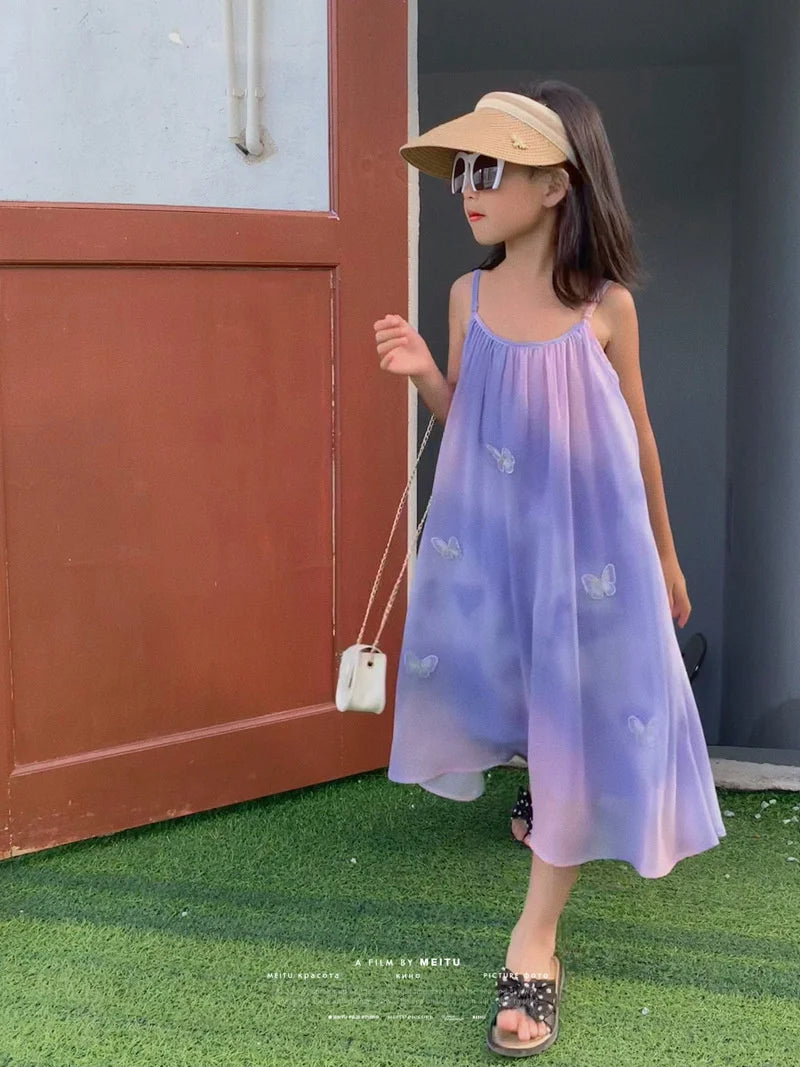Fashion New Family Matching Outfits Dresses Mother Daughter Clothes Staining Suspender Dress Mom Kids Parent-child Dress Outfits