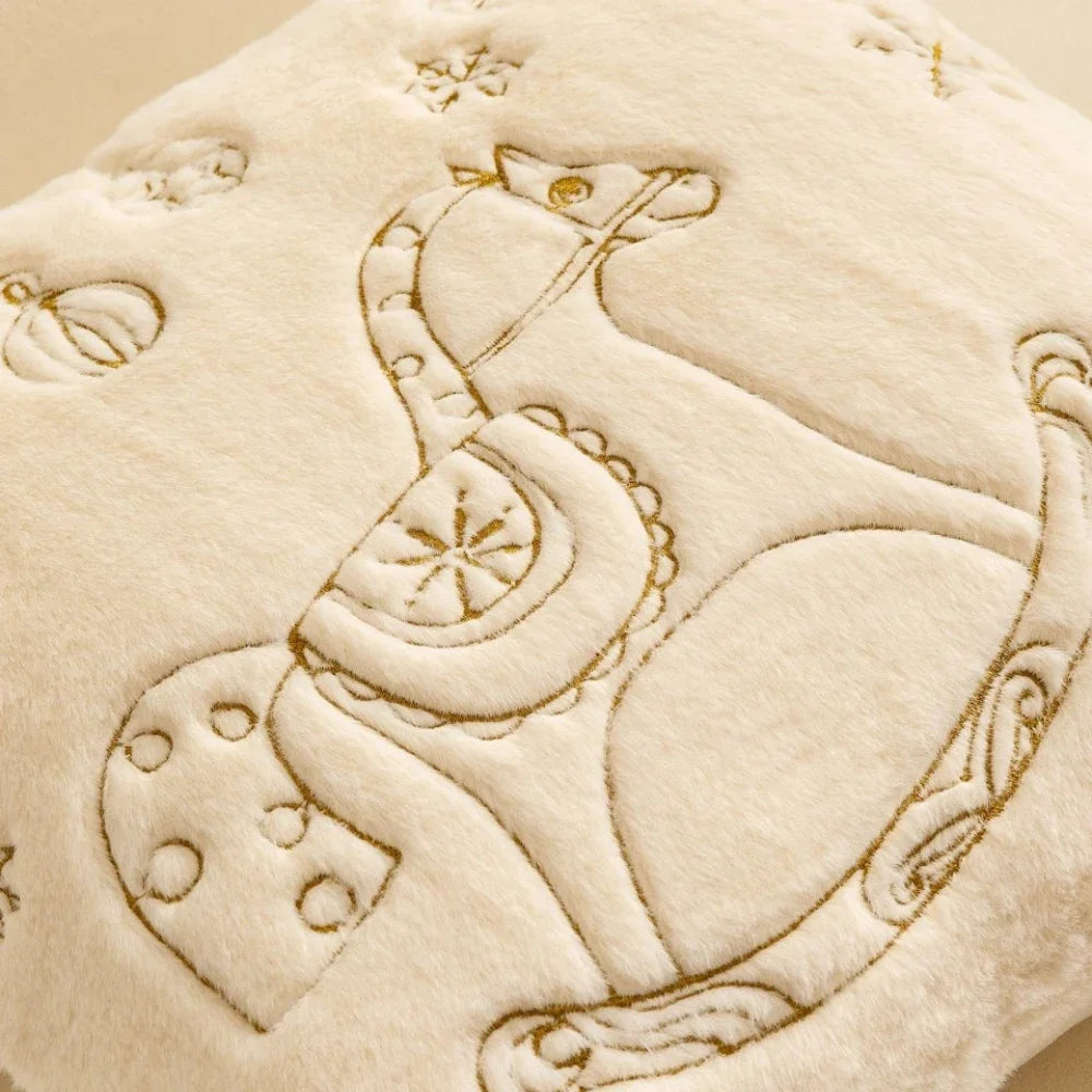 Simple Pillow Case Plush Christmas Embroidered Cushion Cover Soft Comfortable Festival Decorative New Year's Home Pillow Case