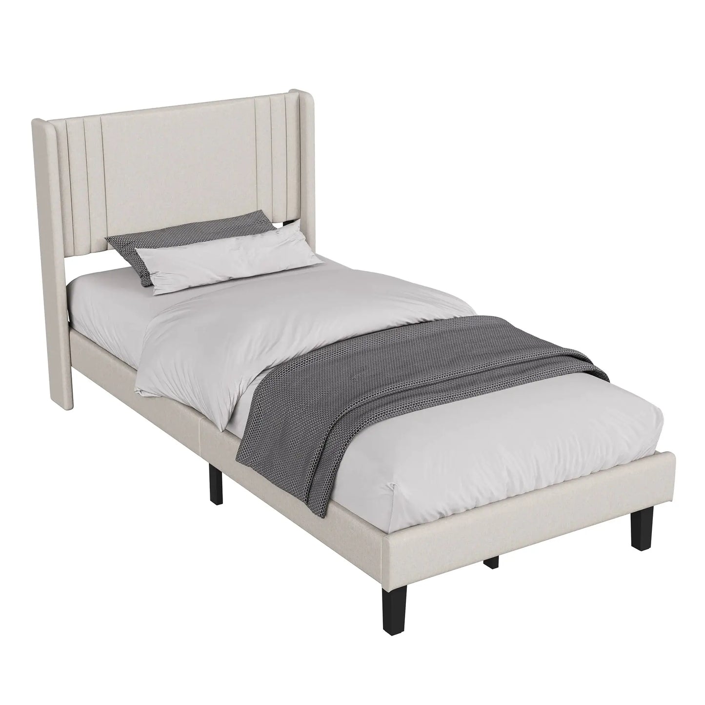 Polsterbett 90x200cm Mit Verstärktem Lattenrost Gepolstertem Kopfteil