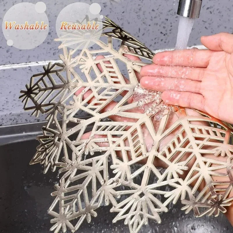 5-20PCS Christmas Snowflake Placemats and Table Runner Heat Resistant Dining Room Table Mats Holiday Party Tableware Decorations