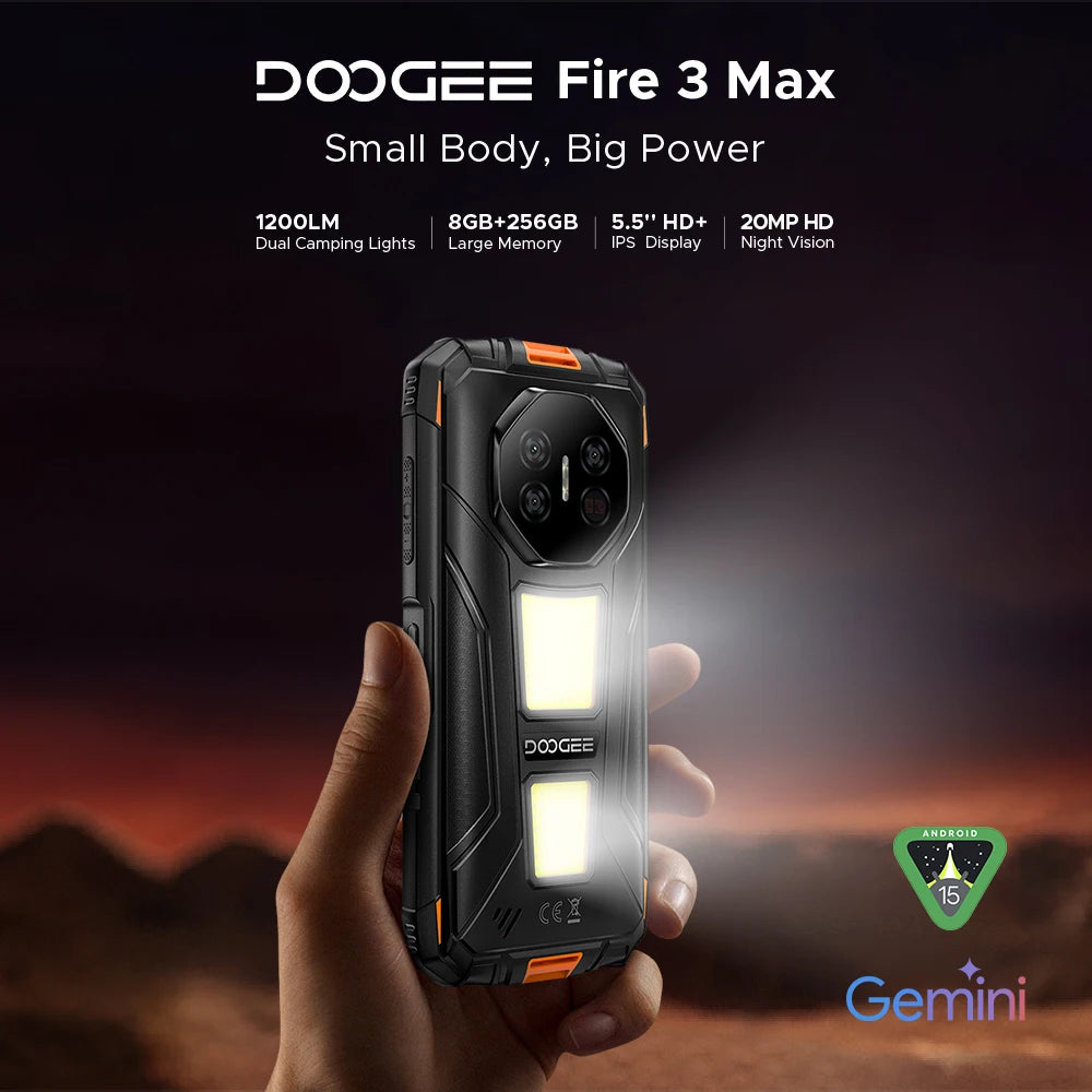 DOOGEE Fire 3 Max Robustes Telefon - 32 GB Und 256 GB, 18W, 5,5 Zoll