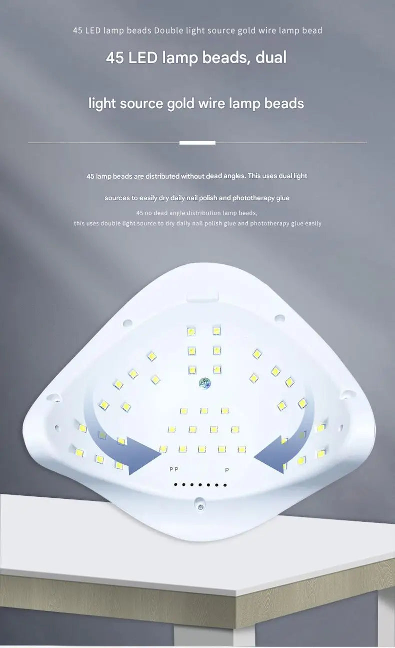 Lampă LED pentru unghii, lampă LED MAX pentru manichiură, 45 LED-uri UV pentru unghii, lampă LED pentru unghii, uscător de gel, instrumente pentru unghii