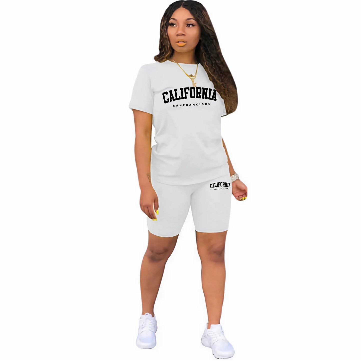 Damen Sommer Trainingsanzug Print T-Shirt+Shorts 2 Teilig Sets Mode Sportbekleidung Kleidung Luxus Casual Jogging Kurze Ärmel Anzug