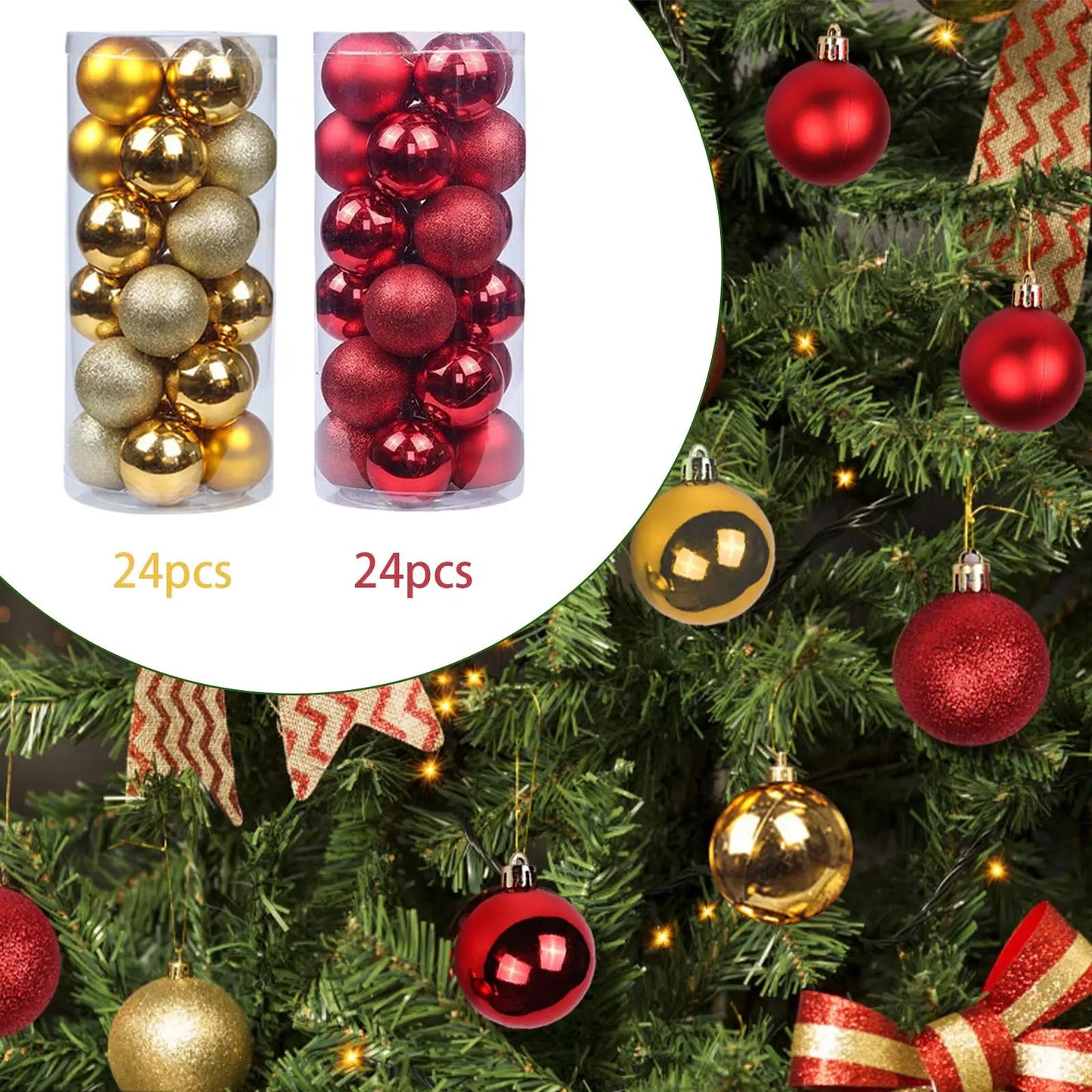 Choice Christbaumkugeln Mehrgrößen Set - 24 Stück, Größen 3/4 cm und 6/8 cm