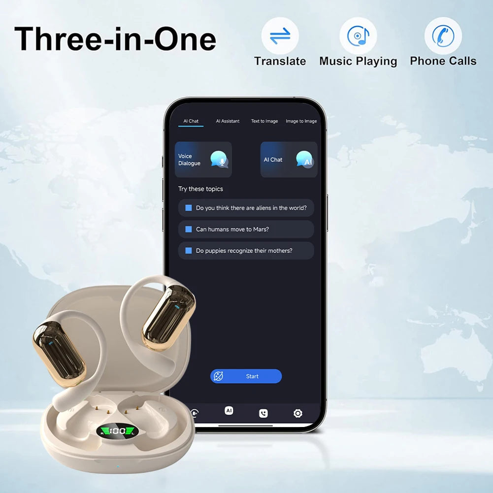 Übersetzer-Kopfhörer 2025: Q16S 3-In-1 Translators Headphones 144 Languages - Instant Voice Translation Earbuds Wireless Bluetooth 5.3 Eeaphones For Business Collection