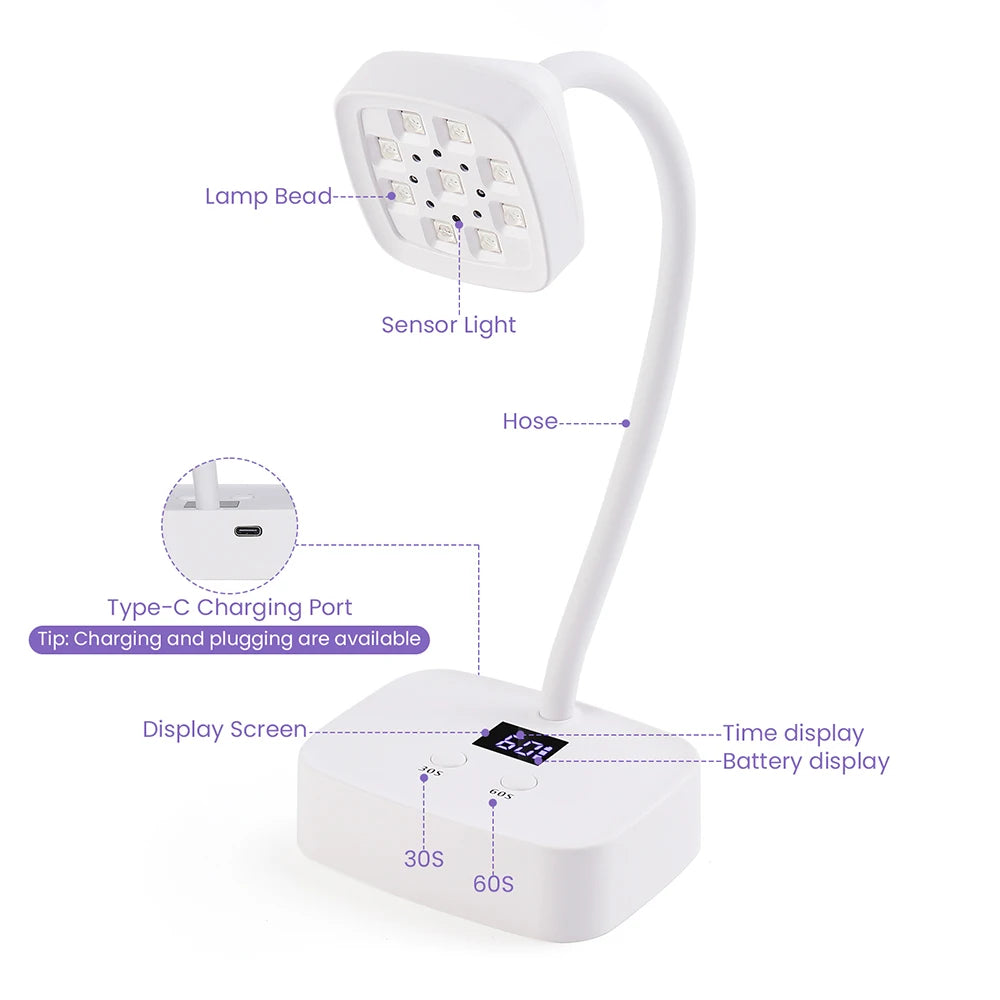 Rechargeable Sun uv Led Nail Lamp Professional uv Light for Gel Nails,Mini Nail Dryer Led uv Light Lamp for Nail Art Salon
