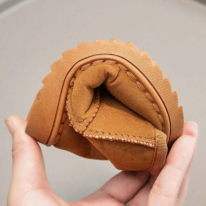 Kinder Schneestiefel Prägnanter Stil Plüsch Chunky Winter Kinder Kurzstiefel Einfarbig Slip-on Unisex Klassische Jungen Mädchen Schuhe 23-36